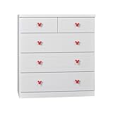 アルファタカバ ディズニー家具シリーズ セレクトミッキー 80cm幅4段ホワイト 取っ手スタンダードレッド