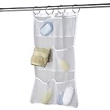 Littleliving 浴室 シャンプーラック 収納袋 ラック　掛け式　バスルーム・バスタブ収納　六つのポケット付き　省スペース 四つのライナーフック付き