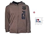 FCバルセロナZip Upジャケットフード付きグレーフリースユースBoys Licensed &ステッカー