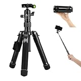 Fotopro ミニ三脚 140cm 軽量コンパクト アルミニウム製 旅行用 360度ボールヘッド スマホマウント付き 耐荷重3kg モデルFY-810 ブラック