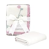 Manhattan Kids 赤ちゃん ブランケット コットン製 出産祝い ベビー バスタオル 夏用 冬用 通気 キッズ 寝具 新生児 綿100% 手編み 毛布 箱入り 76cm×102cm (花/ホ