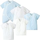 赤ちゃん本舗　新生児肌着５点セット　ドットマリン　サックス