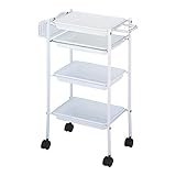 トレーワゴン ホワイト [ エステワゴン ネイルワゴン キッチンワゴン マルチワゴン サイドワゴン キャスター付き 収納 業務用 サロン ワゴン ラック ]◆