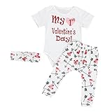 My 1st Valentine's Day 英語文字　白色　男女兼用　３点セット（ロンパース+スカート＋ヘッドバンド）　かわいい　ベビー服　女の子　赤ちゃん服　幼児　子供服　男の子　半袖　４サイズ　