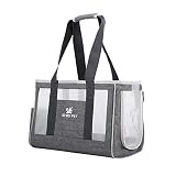 Ansimple ペットキャリーバッグ 小型 中型犬 猫用 キャリー バッグ トート 車載 旅行 アウトドア 通気 (Ｍ(グレー))