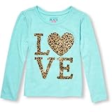 THE CHILDREN'S PLACE(ザ・チルドレンズプレイス) グリッターレオパードプリントグラフィックティ トップス長袖Tシャツ 12～18ヶ月【並行輸入】