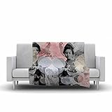 KESS InHouse Suzanne Carter "Kyoto Girl" Gray Pastel Fleece Throw Blanket, 80 by 60-Inch, 80" X 60""
