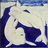 Beluga Whale装飾セラミック壁アートタイル8 x 8