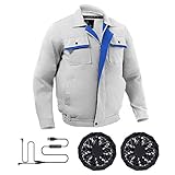 空調服作業着 熱中症対策 熱を遮断 空調風神服 日焼け止め服 冷房服 綿長袖 吸汗速乾 低騒音 現場工事 付 2つ扇風機 日本語説明書付き