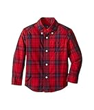 [ラルフローレン] Polo Ralph Lauren Kids ボーイズ Poplin Long Sleeve Button Down Shirt (Toddler) トップス Red/Navy M
