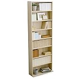 本棚 薄型 大容量収納 可動棚 転倒防止金具付き 木製 コミック収納 CDラック ハイタイプ 高さ180cm 幅60cm 奥行き22cm オーク