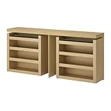 IKEA(イケア) MALM ホワイトステインオーク突き板 140 cm 80179895 ヘッドボード/ ベッドシェルフ 3点セット、ホワイトステインオーク