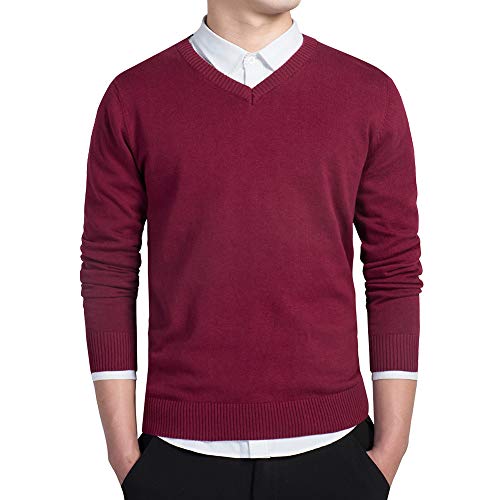 Mua Amilia メンズ ニット セーター Vネック コットン100 無地 長袖