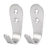 uxcell 服タオル用 ステンレス壁マウント シングル フック ハンガー 65mmx25mmx40mm 2 個入り