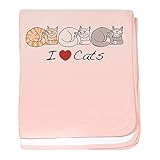 CafePress – I Heart Cats幼児毛布 – スーパーソフトベビー毛布、新生児おくるみ ピンク 04729373246832E
