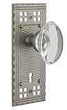 Nostalgic Warehouse Craftsman Plate with Keyhole Oval Clear Crystal Glass Knob Privacy - 2.375 Satin