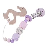 Perfk ベビー　おしゃぶりグリップ　おしゃぶりホルダー　おしゃぶり　チェーン　木製　歯がため　おもちゃ　全７種類 - フラミンゴ