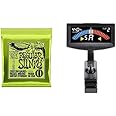 【セット販売】【正規品】 ERNIE BALL 2221 ギター弦 (10-46) REGULAR SLINKY & KORG クリップ式チューナー PitchCrow-G AW-4G-BK ブラック セット