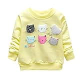 BOBORA ファッション　アニメ猫プリントＴ－シャツ　可愛い子供服　綿　ピンク＆イエロー＆グリーン　１－４歳