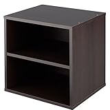 【完成品】 木製 キューブボックス 収納 ボックス シェルフ ディスプレイ 〔棚付きタイプ〕 ブラウン