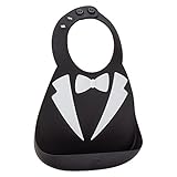メイクマイデイ Make My Day お食事エプロン シリコン ビブ スタイ ポケット付き BB107 タキシード Baby Bib Black Tuxedo 食べこぼし防止 よだれかけ お手入れ簡