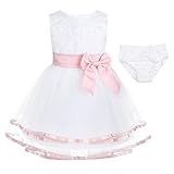 (フィーショー)FEESHOW 幼児 女の子 ドレス 刺繍入り リボン飾り こどもフラワーガール プリンセスドレス 結婚式 パーティードレス セレモニー キッズ ドレス フォーマル ブルマー付き パー