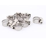 uxcell　ホースクランプ　ホースバンド　6-12mm　配管チューブファスナー　17 x 8mm　シルバートーン