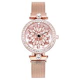 BASUTO 高級な日本製クオーツ使用 幸運の腕時計 ぐるぐると360°回す ダイヤモンド付き 豪華な上品 DGW001L (ゴールド+シル