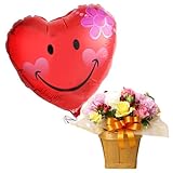 バルーンフラワー ガーデンパーティ 浮かぶバルーン(ハートラブ)と生花アレンジのセット 誕生日 記念日 開店祝い などに