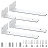 HIMOMO 隠し棚受け 4個セット棚受け金具 長さ20cm 厚さ5mm 最大荷重90KG 高耐荷重 頑丈 アイアンブラケット 棚受け金具 見えない 棚受け金具 棚の補強 棚支え (ホワイト）