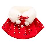 BYM 子供服 コートマント ベビー ぬいぐるみ ボンボン付き ふわふわ もこもこ お姫様 防寒 クリスマス 変装 トナカイ サンタクロース パーティー 披露宴 結婚式 (レッド,80cm）