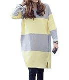 Marshel マタニティ ワンピース チュニック ボーダー 産前 産後 妊婦服 イエロー×グレー M