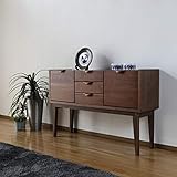 NTR コンソールテーブル 幅 120cm 引出し キャビネット 収納付き (ブラウン（ウォールナット材）)