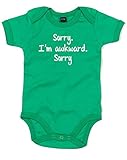 (ごめんなさい。私は不器用です。ごめんなさい。) Sorry. I'm Awkward. Sorry, プリント　ベビースーツ - グリーン/白 12-18 ヶ月