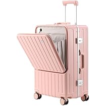 キャリーケース スーツケース 機内持込 フロントオープン 多機能 超軽量 ピンク Amazon | スーツケース フロントオープン キャリーケース 機内