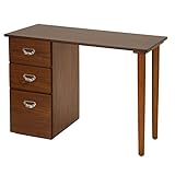 天然木製デスク ブラウン (W90 引き出し3段)