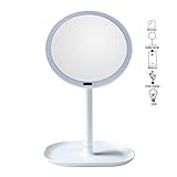 モーションセンサーミラー、AOLVO充電式360度回転LED照明付きメイクアップミラーwith 30 LEDライト、ストレージスタンドレディースガールズBeauty Cosmeticメイクアップバッテ