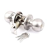 uxcell ドアノブ ドアノブロック 金属材質 シルバートーン 真鍮トーン 1個入り キー3個入り