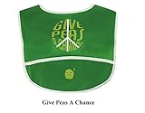 Sugar Bee E-Z Wipe BIBS - Lively Phrases Expressing Big Personalities (Green - Give Peas A Chance) b