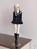 HAMRETHYPPZ 1/4 1/6 1/3 BJD 球体関節人形 ドレス ドール コスチューム 人形メイド服 球体関節人形着せ替え ファッション且つ可愛い魅力的でエレガントなBJD人形用ネイビーダブルブレスドレス 派対セット 可愛いセット JKドレス (ヘッド、素体は含まりません)ダークブルー (1/4)
