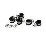 uxcell　ホースバンド Pクリップ EPDMゴム付き　304ステンレス鋼 　14mm　5個入り