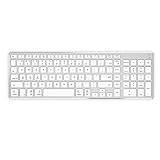 Cateck Bluetooth キーボード US配列 充電式 3台マルチペアリング 切替 ワイヤレス テンキー付 アルミニウム製 スリム 薄型 無線 英語版 MacBook/iMac/iOS/Windows/Android対応 - シルバー (US English)