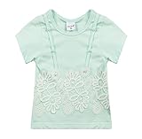(ウォ２U)Woo2u ガールズ 女の子 春夏 半袖 レース 子供服 可愛い 花柄 半袖 スポーツ 通園 入園式 ブラウス 上着 チュニック トップス カジュアル Tシャツ 110