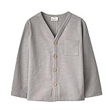 Plus Nao(プラスナオ) 子供用 カーディガン Ｖネック 長袖 シンプル 無地 男の子 女の子 キッズ ジュニア 100 110 120 130 140 150 160 グレー 140