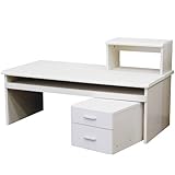 チェスト付き ロータイプ パソコンデスク 幅118cm ホワイト FD-002WH