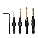 B Baosity 4pcs　HSS カウンターシンクドリル　六角シャンク　ツイストドリルビット　レンチ付き