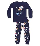 DDSOL キッズ 子供 ベビー 服 綿100％ ルームウェア 長袖 パジャマ 寝間着 上下セット 宇宙船柄 プレゼント ダックブルー 女の子 男の子 長袖 秋 冬