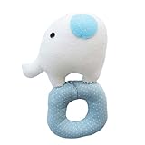 日本製 ベビー用ラトル　リング型　鈴入りがらがら　ぞうさん　サックス