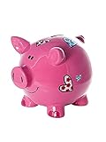Large Adult or Children's Traditional Pink Pig Piggy Bank with Hearts Gift for Girls