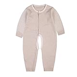 エルフ ベビー(Fairy Baby)オーガニックコットン 新生児ロンパース パジャマ 長袖 59cm カーキ ストライプ